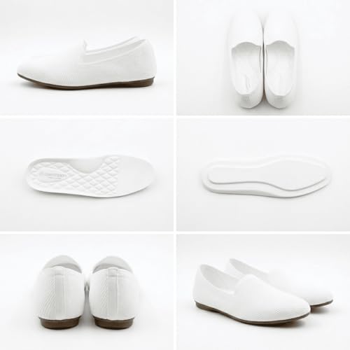 Puxowe Women's Ballet Flats, Slip On Walking Shoes, White, Size 9.5 by Puxowe - Used condition - Image 2