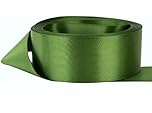 Double Sided Satin Ribbon Size 25mm x 10 Meters, Many Colours, Gifts Wrap, Crafts, Cloth, Sewing, Party, DIY, Car, Events, Bows, Wedding Favours Decorative Easter Christmas (Olive Green)