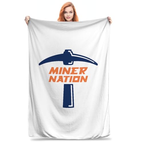 UTEP Miners Flannel Blanket Throw Soft Fuzzy Plush Cozy Fleece Blankets-40 X30