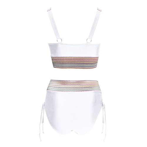 Thong Bikini Women's Tops Pink with Shorts High Waist Teen Bikinis for Women UK Blue Black Bottoms Swimming Costume 2 Piece Sets Womens Push Up Super Padded,03-White,M - Image 5