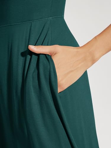 Image of ODODOS Square Neck Midi Dress with Pockets for Women Summer Casual Sleeveless Sundress Flare Tank Dress