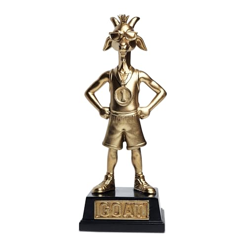 Standing Goat Trophy Award 8 Inches Tall Goat Statue with First Place Medal Funny Greatest of All Time Trophy Office Desk Decor Collectible Gift for Winners
