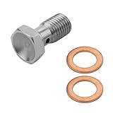 KHGUZ M10 x 1.0 Metric Thread Single Banjo Bolt Brake Fitting Adapter, 20mm Long Hexagon Hollow Stainless...