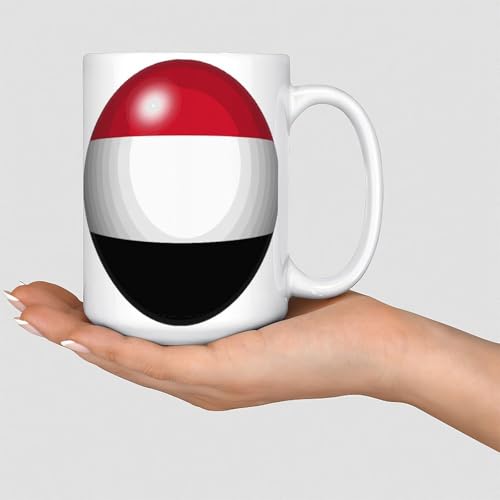 Mug Yémen blanc avec drapeaux nationaux de pays marins et voile - Tasse à thé amusante en céramique blanche brillante - Cadeau de Noël pour les parents de grand-père - 425,2 g