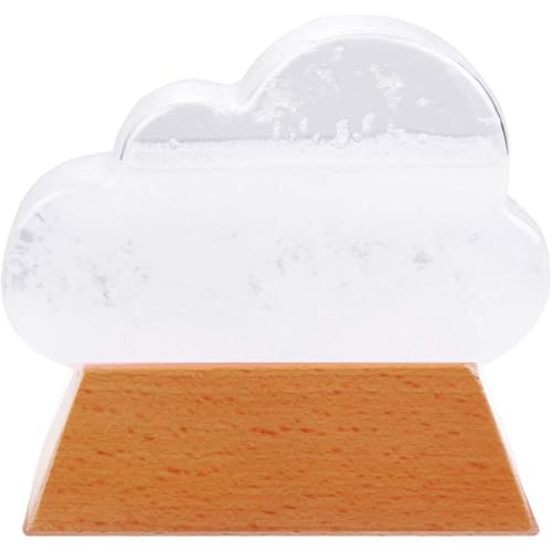 Predictor meteorológico de cristal de tormenta de nubes, pronosticador de tormentas de escritorio decorativo con diseño de gota de agua (blanco)