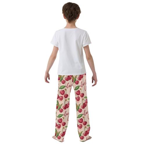 Pajama Bottoms, Pajamas Long Pant Cartoon Cherry Lounge Wear Casual Sleep Pants Soft Pjs Sleepwear3