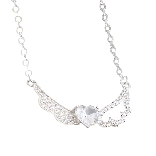 Collier d'ailes d'ange argent pour femme avec pendentif délicat en zircon