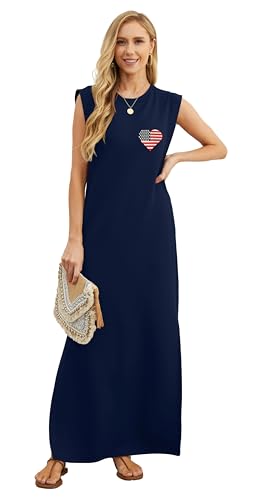 Image of GRECERELLE 2026 Women Year-Round Casual Round Neck Loose Split Wrinkle-Free Long Maxi Vacation Dress with Pockets (XXS-4XL)