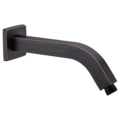 TRUSTMI Abgewinkelter Duscharm mit Flansch Wandhalterung 8 Zoll quadratische Form Duschkopf Verlängerungsrohr, Öl geriebene Bronze Cover