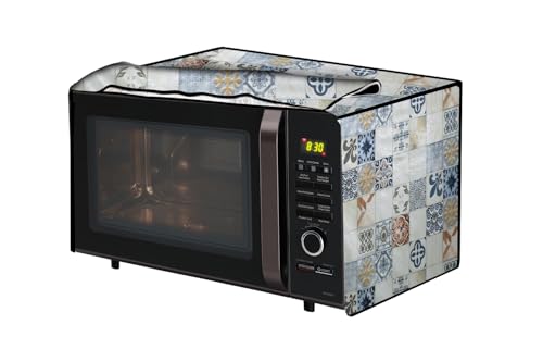 Image of The Furnishing Tree microwave oven cover compatible for IFB 25 Liters Convection 25BC3, Waterproof, Dustproof, Wipeable, Cover Size In CM: (43.5x30.5x25.4), Mosaic Pattern Cream