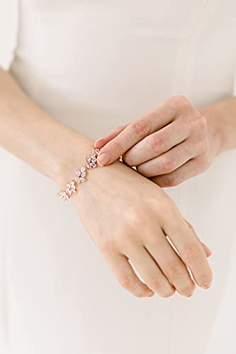 Sweetv Crystal Wedding Bridal Bracelets For Brides,Bridesmaids, Rhinestone Cubic Zirconia Tennis Bracelets For Women Prom, Bridal Jewelry (Rose Gold) #TOP1