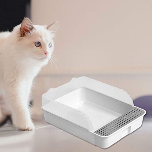FAKEME Móveis de caixa de areia para gatos, Bandeja de areia semi-fechada para gatos, Compartimento