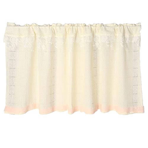 Cortina corta transpirable de encaje, cenefa de café ajustable para ventana pequeña 2