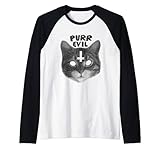 Photo Gallery design purr evil kitty per amanti dei gatti maglia con maniche raglan Photo Gallery design purr evil kitty per amanti dei gatti maglia con maniche raglan