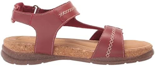 Clarks Women's Roseville Mae Flat Sandal, Red Leather, 11 | Image 5