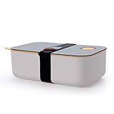 [page_title]-Cadrim Bento Box Lunchbox mit Band Brotdose BPA Frei Luftdicht Auslaufsicher 2 Unterteilungen 1L für Erwachsene, Kinder Spülmaschinen, Mikrowellenfest (Orange)
