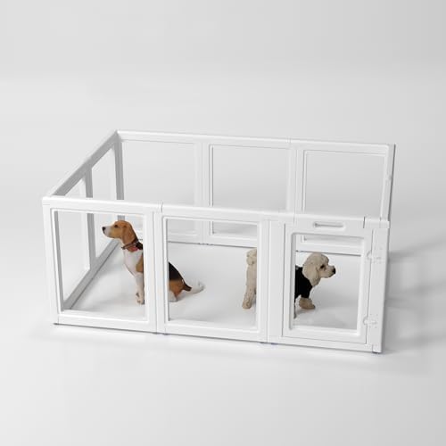 LoveTail Dog Fence Pet Playpen, Clear Dog Playpen, Easy to