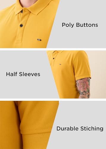 Image of Nostrum Cotton Half Sleeve T-Shirt for Men Boys, Regular Fit, Cherry, Stylish Mens T-Shirts, Polo T Shirt for Man, Collar T Shirts for Men