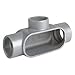 Killark T57SA T Type Conduit Body, Aluminum, 1 1/2" Hub, 2 9/16" Width, 3 11/16" Height, 8 7/16" Overall Length, 27 Cubic Inch Volume