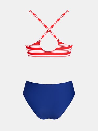 Image of CUPSHE Women's V Neck Bikini Sets Crossback Two Piece Swimsuit | Bunny Tie,Soft Removable Cups,Adjustable Straps,Mid Rise,Flattering Bathing Suit For Vacation And Beach