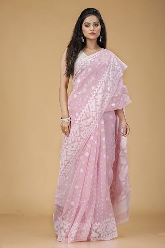 Image of OISHANI SAREE GHOR Women's Traditional Bengal Cotton Silk Soft Jamdani Saree - Beautiful design and Quality - Without Blouse Piece