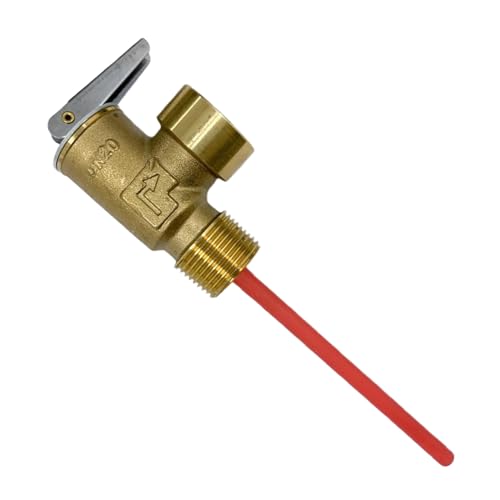 Válvula de de Temperatura y presión 98°C 10 Bar | Válvula De Seguridad Para Calderas | Dispositivo de Seguridad con Sonda Extendida para Edificios Residenciales