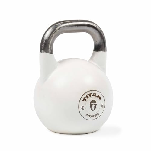 Titan Fitness 32 KG Competition Kettlebell Color-Coded White 35mm Handle Ideal for Strength Training and Home Gym Workouts Training Sets for Men & Women