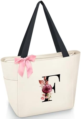 Vavabox Handtasche Damen A-Z mit Buchstabe - Geschenke für Frauen | Personalisierte Schultertasche mit Reissverschluss für Arbeit Uni Schule, Geburtstagsgeschenk für Freundin Braut