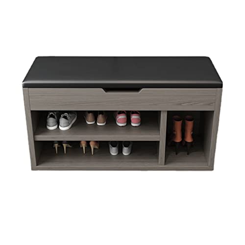 Banc à chaussures gain de place pour optimiser une entrée étroite avec un meuble de rangement