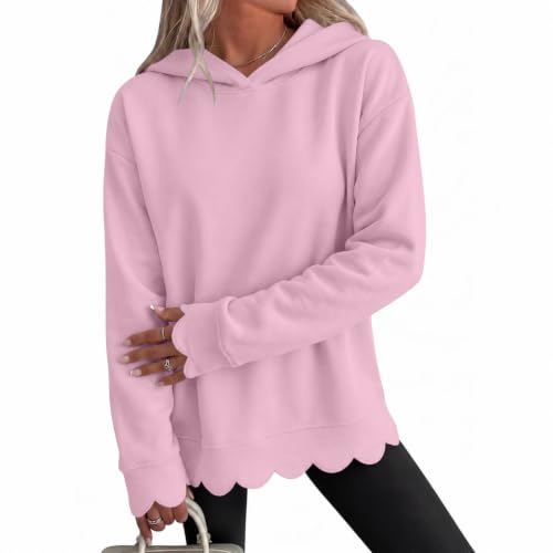 Hooded Sweatshirts for Women Cotton Calloped Hem Comfortable Sweat Shirts - image 1