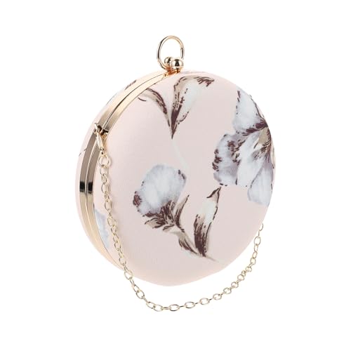 FRCOLOR Bolso de Mano para Mujer con Cadena, Bolso de Noche Beige de Poliéster, Portátil Almacenamiento Adecuado para Viajes y Fiestas