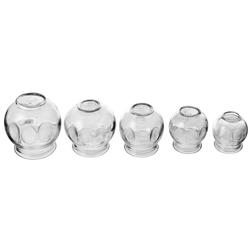 ibasenice 5 pièces Kit de Ventouses Verre Épaissi pour Thérapie par Succion Forte Adsorption Usage Familial et