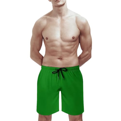 Hawaiian Shorts for Men - Dark-Green Print Quick Dry Mens Swim Trunks Bathing Suits with Mesh Lining2