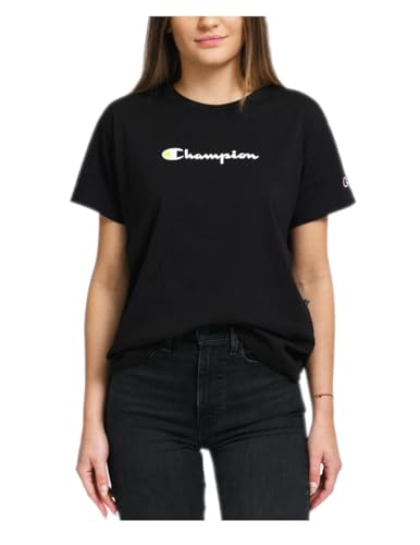 T-shirt Champion noir femme XS manches courtes col rond coton léger