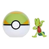 Pokémon PKW3639 Clip'n'Go Poké Ball - Pelota de geckarbor y Nido, diseño Oficial de Poké Ball con Figura de 5 cm