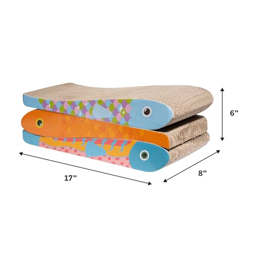 Rascador para gato de cartón forma pez 3 unidades miniatura 5