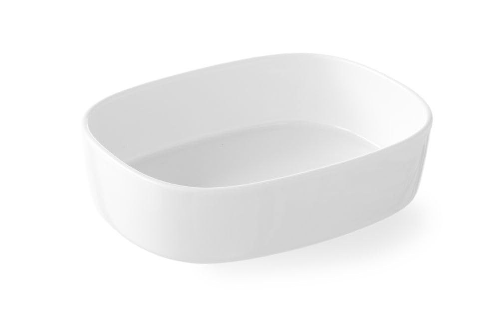 HENDI 785843 Plat à Four Profond Ovale En Porcelaine Blanche - Résistant Jusqu'à 600°C
