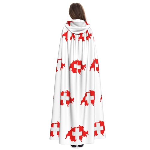 Cape à capuche médiévale drapeau suisse 150cm unisexe pour cosplay et carnaval - 5