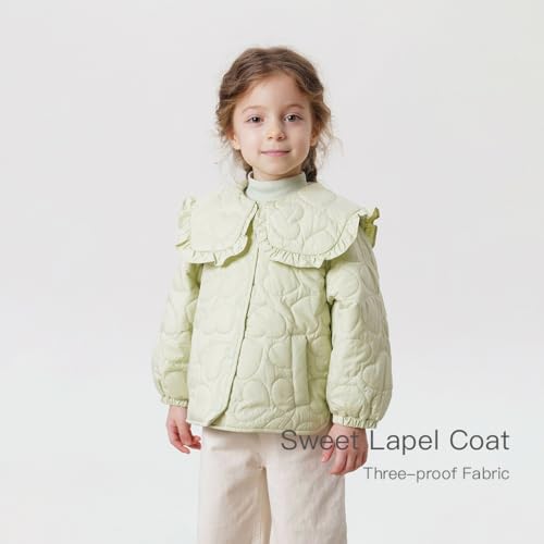 marc & janie Baby Girls 3D Flower Lapel Jacket Floral Quilted Snap Button Coat Long Sleeve Outerwear 2410174