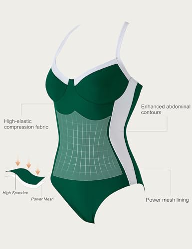 Image of SUUKSESS Womens Tummy Control One Piece Swimsuit Sexy Crisscross Back Bathing Suit