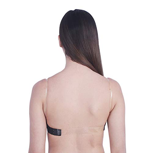 Image of Brachy Women Cotton Nylon Spandex Padded Underwire Strapless Backless Invisible Clear Transparent Back Push up Bra with (Free Extra Transparent Strap)