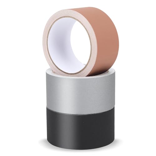 Gralux Gaffers Tape 2 Inch x 35 Yards Total- 3 Rolls (Black, Gray, Brown), Heavy Duty, Residue-Free...