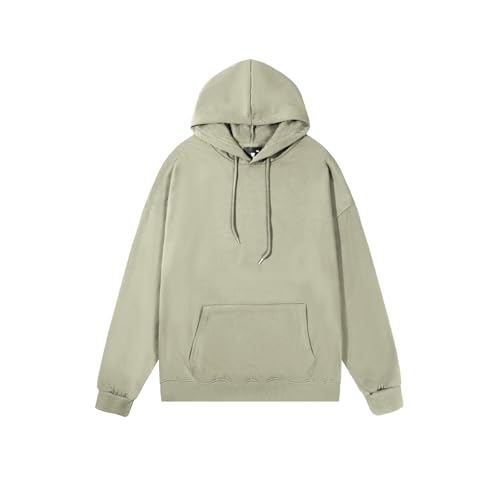 KOG Hoodie für Herren Basic Sweatshirt mit Kapuze Einfarbig Hooded Sweatshirt Winter Kleidung Junge Warm Langarmshirt 2025 Große Größen Hoodies Baumwolle Kapuzenpullover Kaffee 3XL