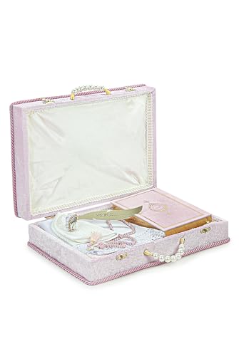 ihvan online Muslim Prayer Rug Set, Islamic Dowry Gift Box for Men & Women, Shawl, Kufi Hat, Digital Beads Counter, Quran Gift, Elegant Islamic Gifts Set for Ramadan & Eid & Wedding, Pink