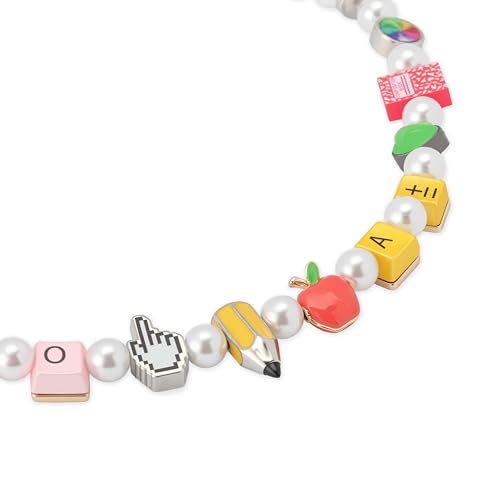 Betsey Johnson Women's Straight A's Back to School Motif Pearl Collar Necklace3