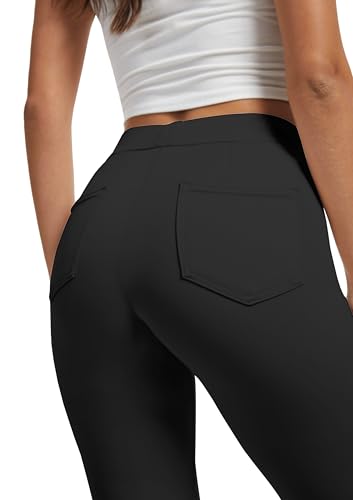 VIMPEP Women’s Soft Feeling Straight Yoga Pants Pull On Tuck Line Stretchy Dress Pants for Business Casual Petite/Regular 1063