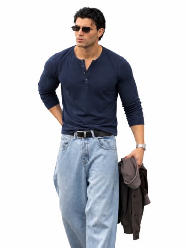 Image of BULLMER Men's Trendy Full Sleeve Henley Neck T-Shirt | Cotton Blend Solid Casual Tee | Stylish Menswear for Everyday | Sizes S to 2XL - Pack 1