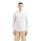 Armani Exchange Armani Exchange Herren Langärmeliges Mikrodruck und Knopfleiste. Schmale Passform Hemd mit Button-Down-Kragen, Weiße Rhombus-Linien, Mittel
