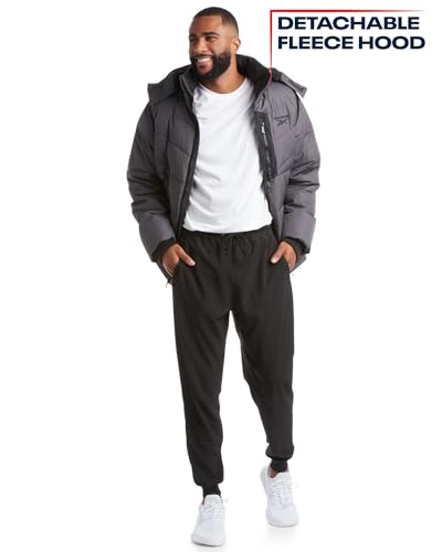 Reebok Mens Winter Jacket - Thick Heavyweight Ski Winter Coat - Warm Insulated Quilted Hooded Puffer Coat for Men4