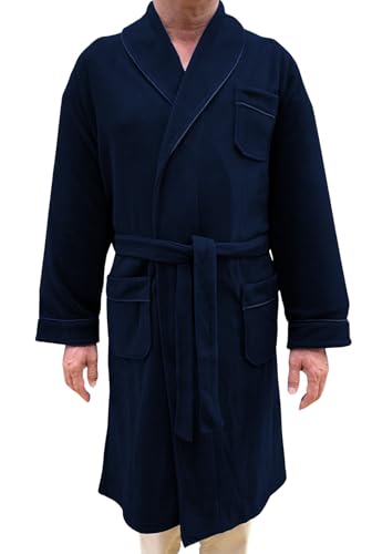 SGARLATA HOME Robe de chambre pour homme en polaire col châle classique art. Valerio, bleu, XXXXL